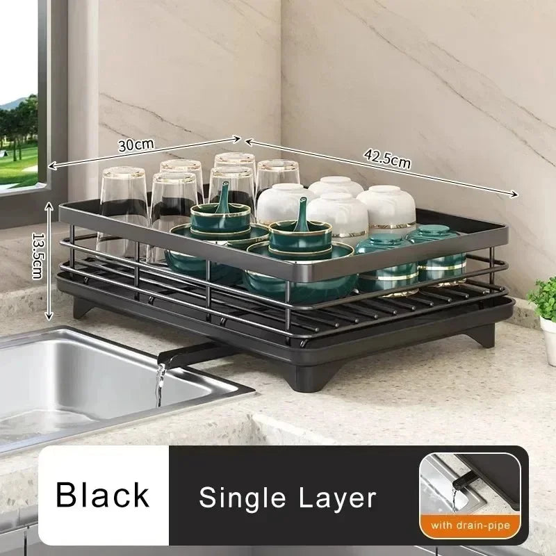 Adjustable Dish Drying Rack Drainboard Organizer Plates Over