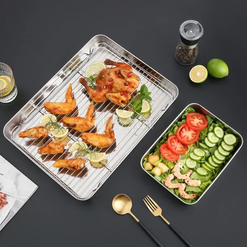 304 Stainless Steel Baking Tray Plate Bbq Tray