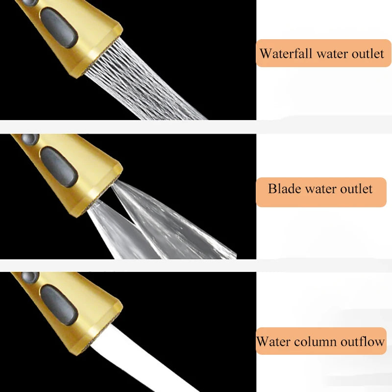 Golden Stainless Steel Sink Double Waterfall Digital Display