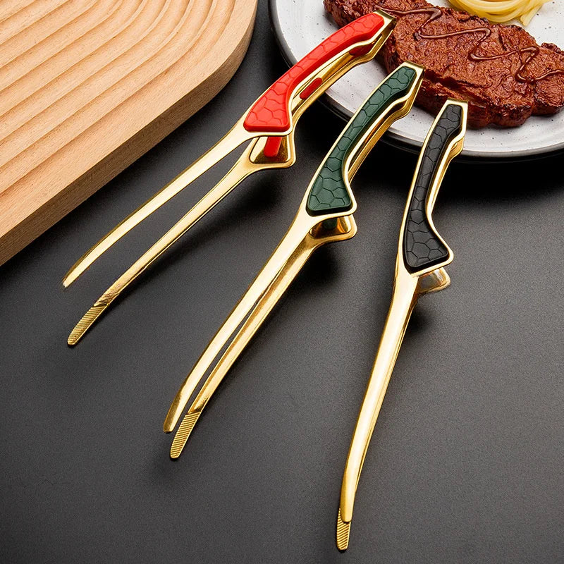 1pc Stainless Steel Tongs Serving Tongs Cooking Metal