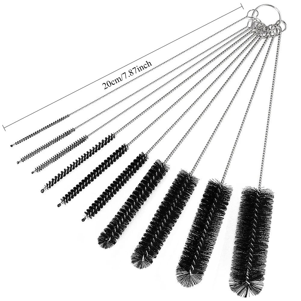 10-Pack 20cm Stainless Steel Bottle Cleaning Brushes Reusable