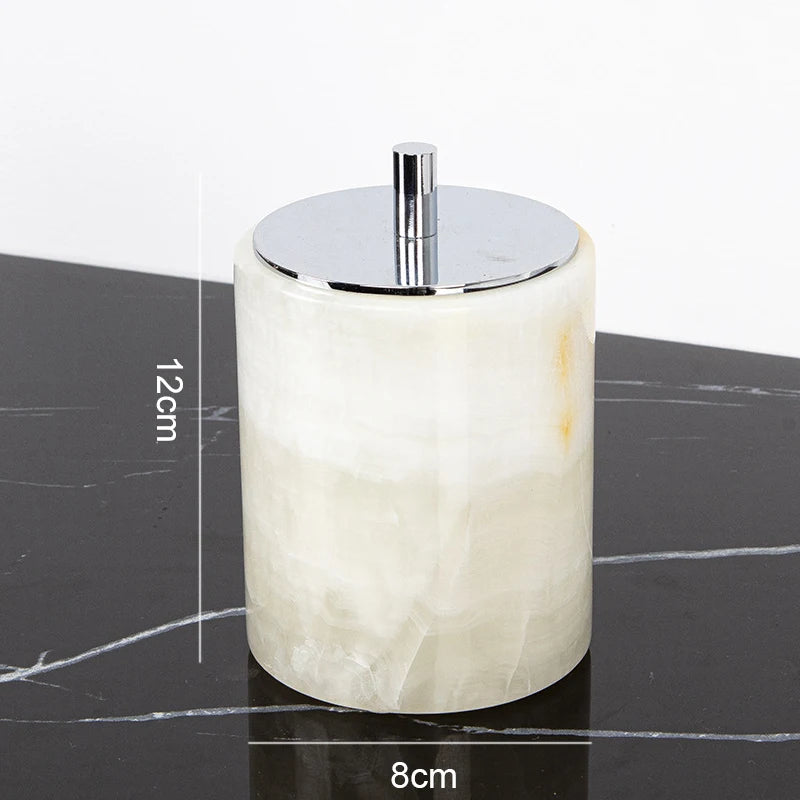 White Onyx Natural Marble Bathroom Luxury Soap Dispenser