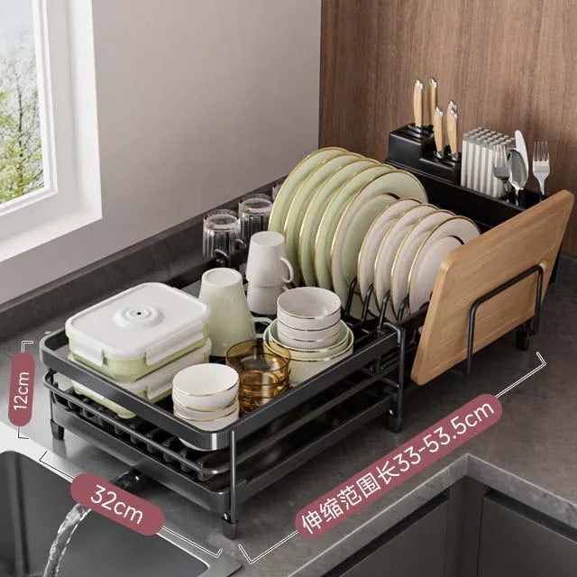 Retractable Dish Drainer Storage Organization Sink Dish Rack