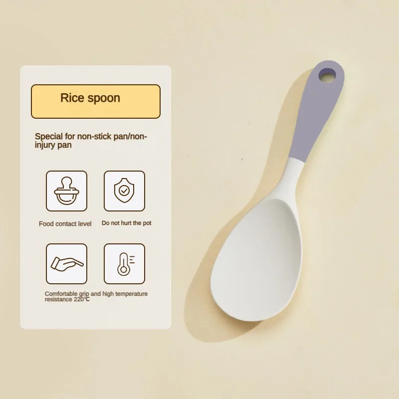 1/2/3/4set Grey White Silicone Spatula Soup Spoon Non-Stick