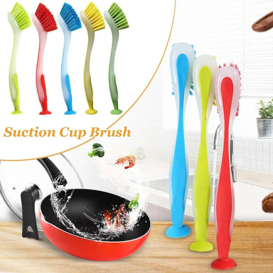 Vertical Bowl Pot Dish Cleaning Brush Suction Cup