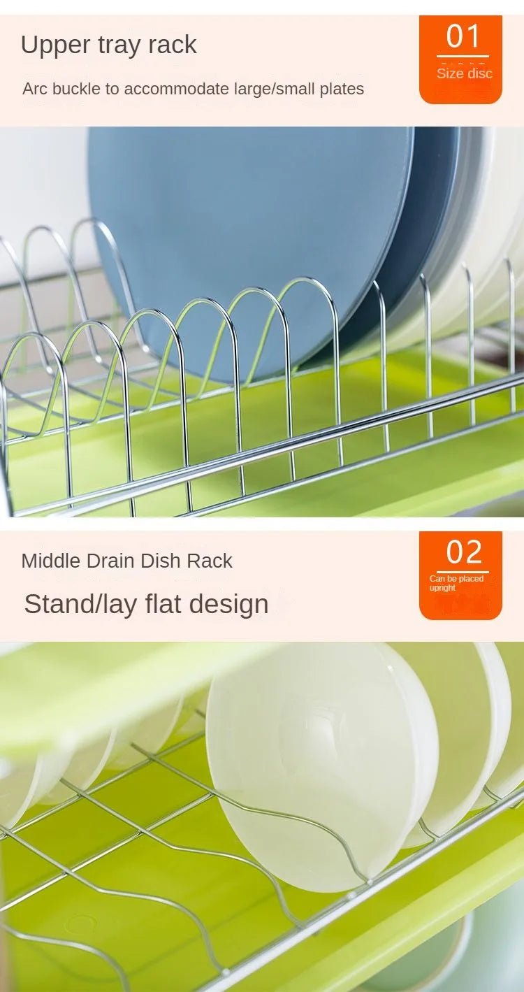 Dish Drying Rack Adjustable Stainless Steel Tier Plates