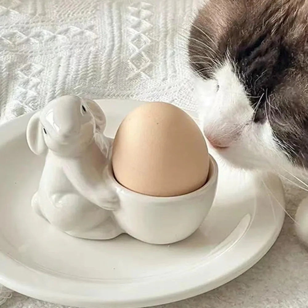Ceramic Egg Cup Creative Egg Organizer Rabbit Egg