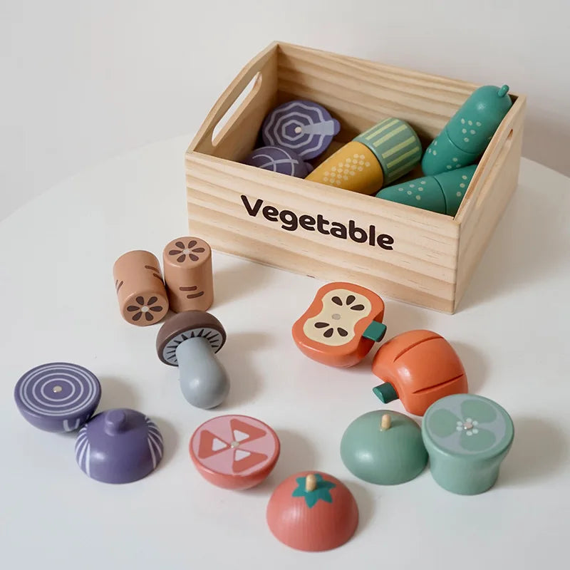 Wooden Pretend Play Toys Cutting Food Fruit Vegetable