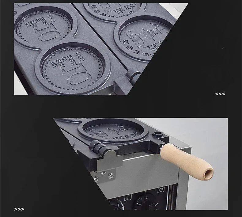 Xeoleo Commerical 4pcs Korean Coin Waffle Maker 3000w