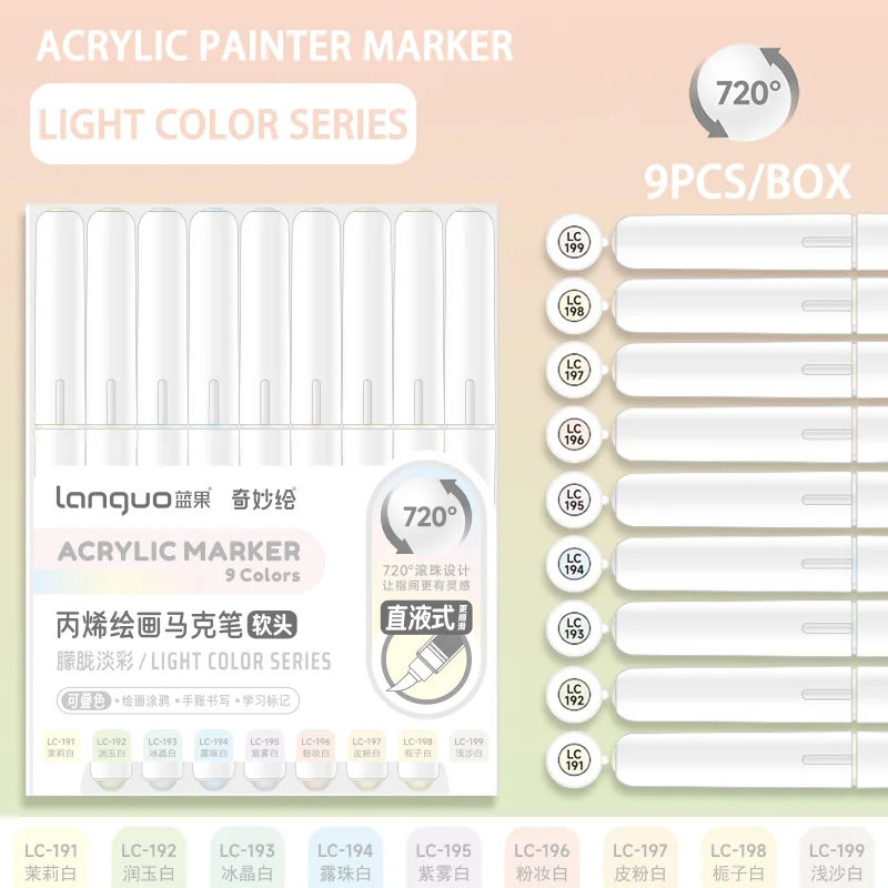 Languo 45-171 Colors Soft Brush Acrylic Marker Pen