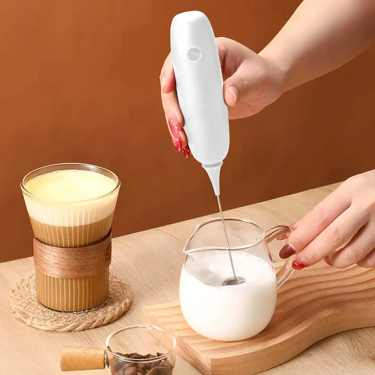 Electric Milk Frother Handheld Automatic Foam Maker Coffee