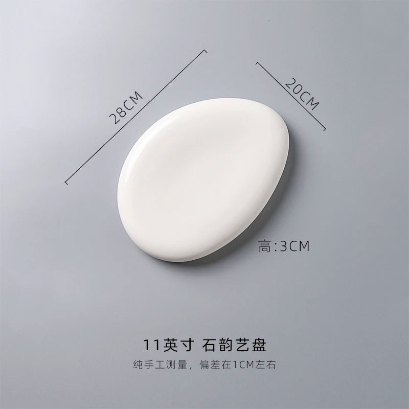Pebble Shaped Ceramic Dining Plate Serving Plate Dessert