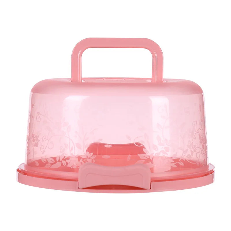 Plastic Round Cake Box Carrier Handle Pastry Storage