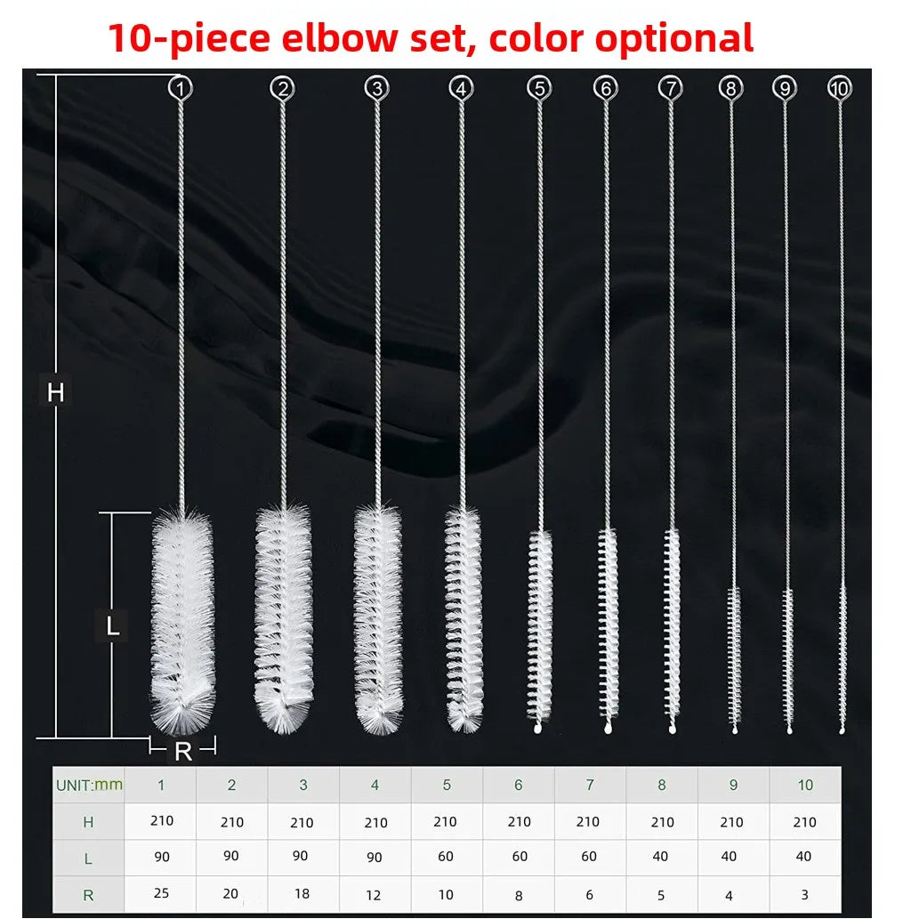 10-Pack 20cm Stainless Steel Bottle Cleaning Brushes Reusable