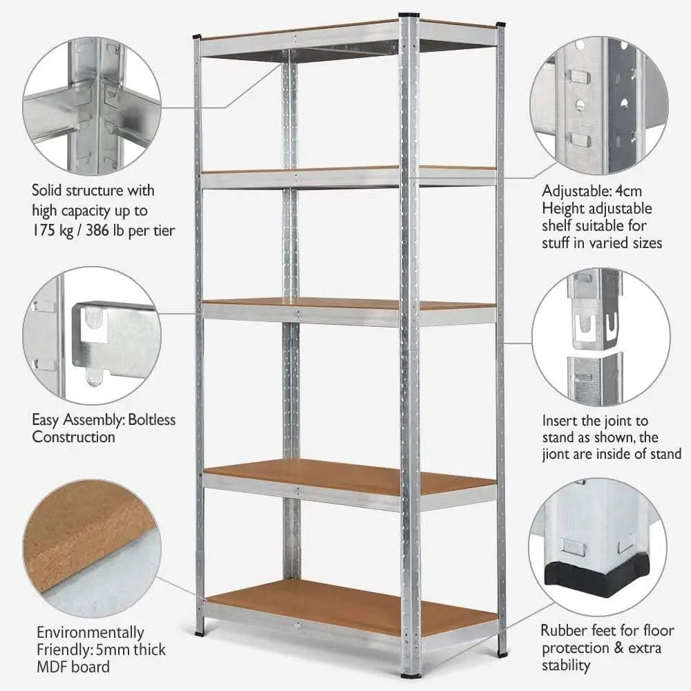 Vickyhome Heavyduty 5-Tier Adjustable Metal Shelving Unit 875kg