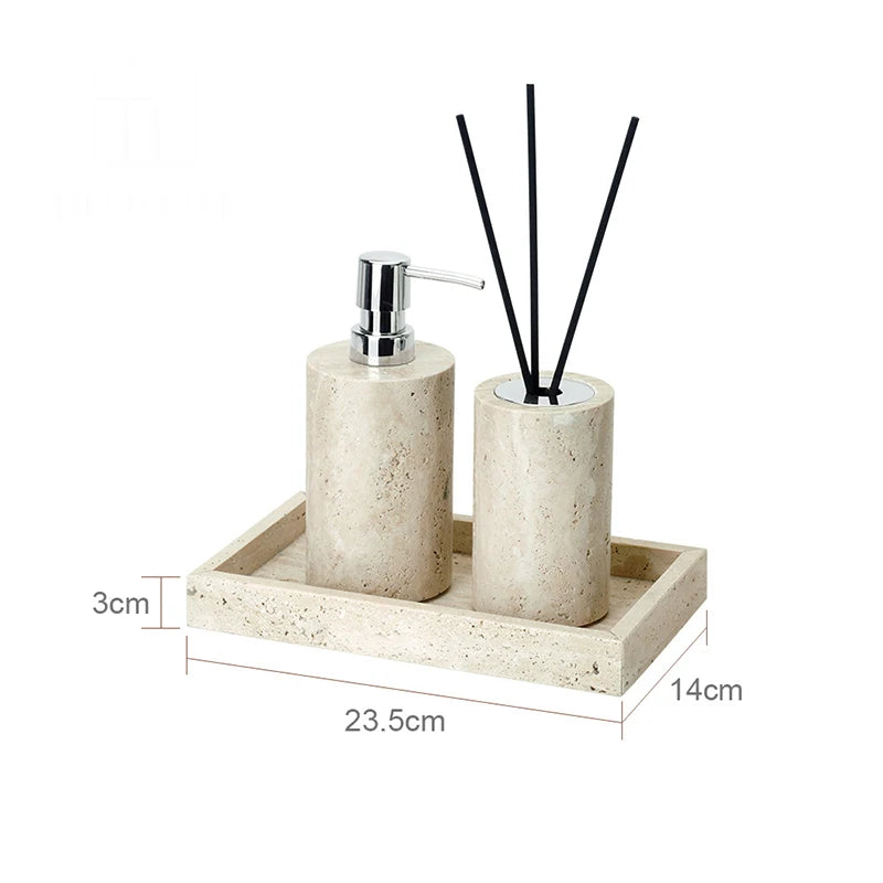 Beige Travertine Bathroom Natural Marble Soap Dispenser Soap
