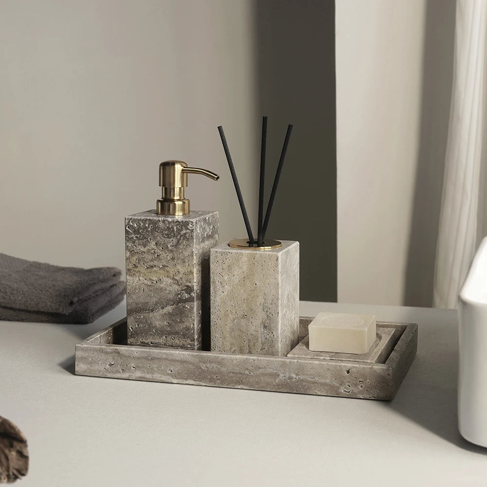Grigio Travertino Bathroom Sets Vintage Marble Soap Holder