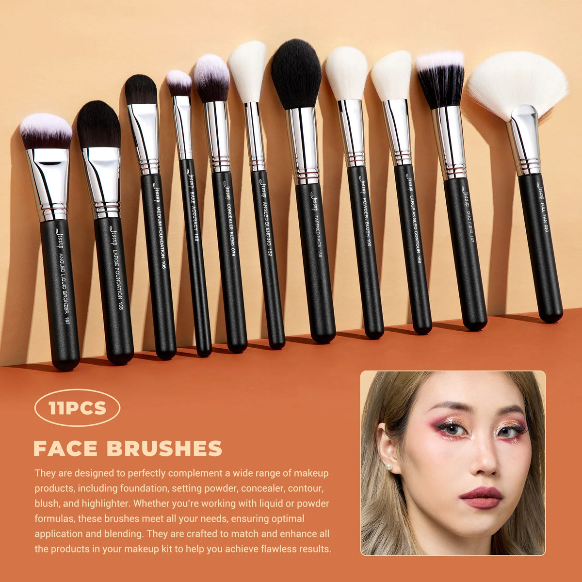 Jessup Professional Makeup Brushes 35pcs Synthetic Foundation