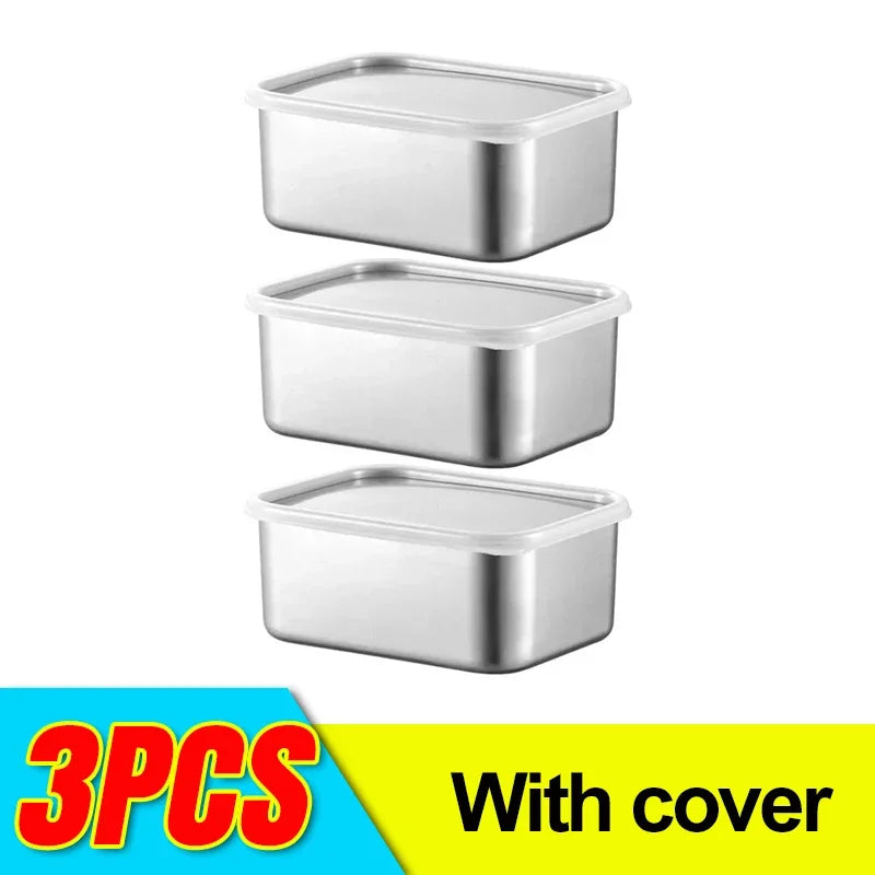 Stainless Steel Food Storage Container Fridge Fresh-Keep Storage
