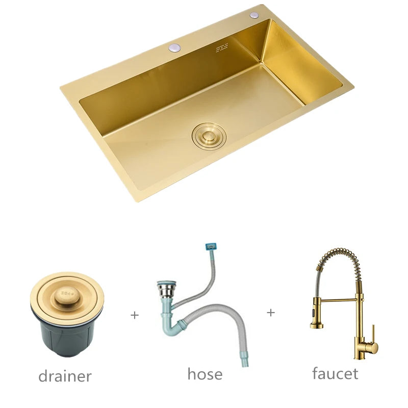 Gold Sink Above Counter 304 Stainless Steel Bowl