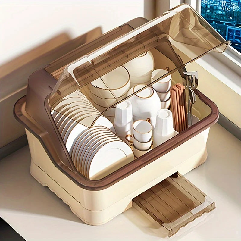 Dish Rack Lid - Space-Saving Dust-Proof Storage Cabinet