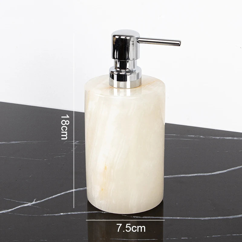 White Onyx Natural Marble Bathroom Luxury Soap Dispenser
