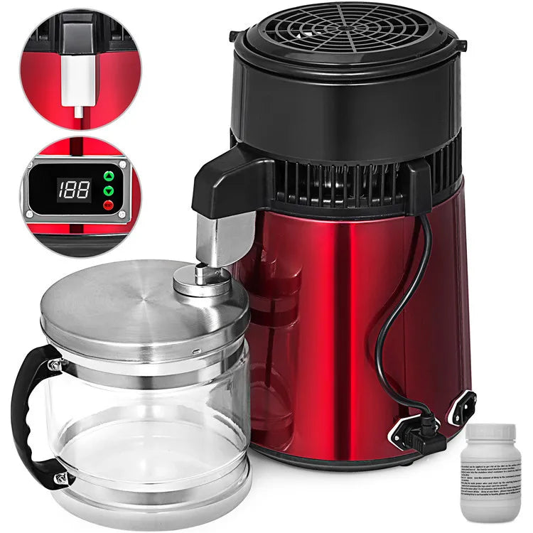 Water Distiller W/ Glass Container 750w 1gal/4l Capacity