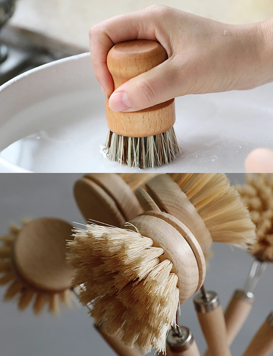 Bamboo Cleaning Brush Natural Dishes Pots Pans Sink