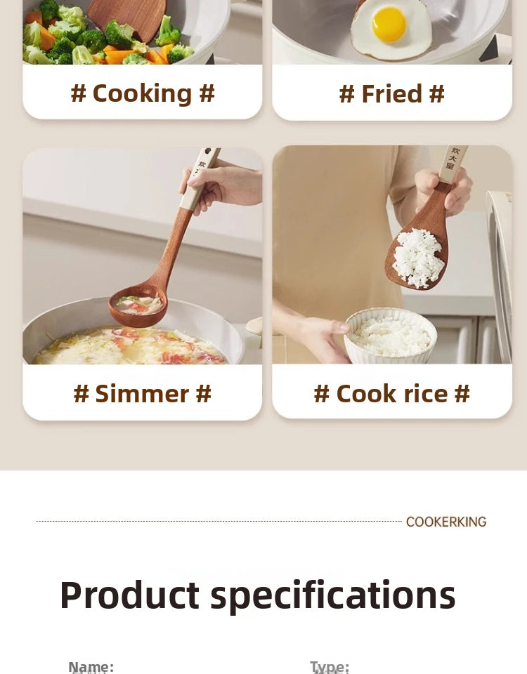 Cooker King Ebony Wood Cooking Utensils Heat Resistant