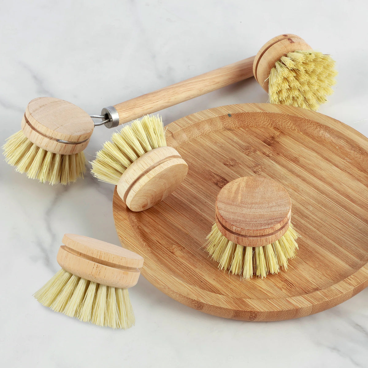 3/5pcs Wooden Dish Brush Replaceable Long Handle Cleaning