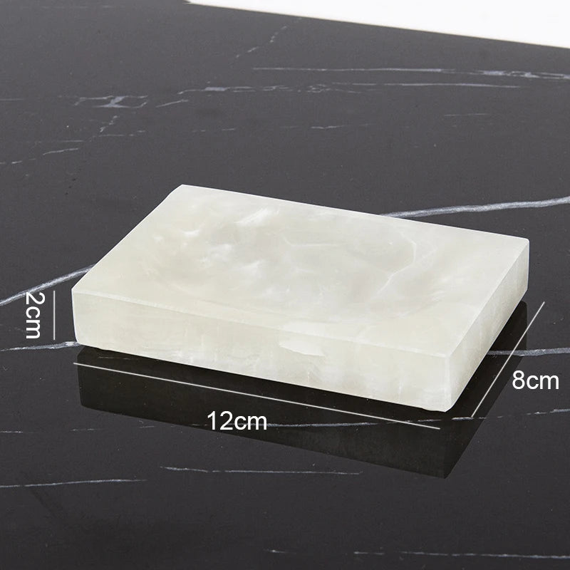 White Onyx Natural Marble Bathroom Luxury Soap Dispenser