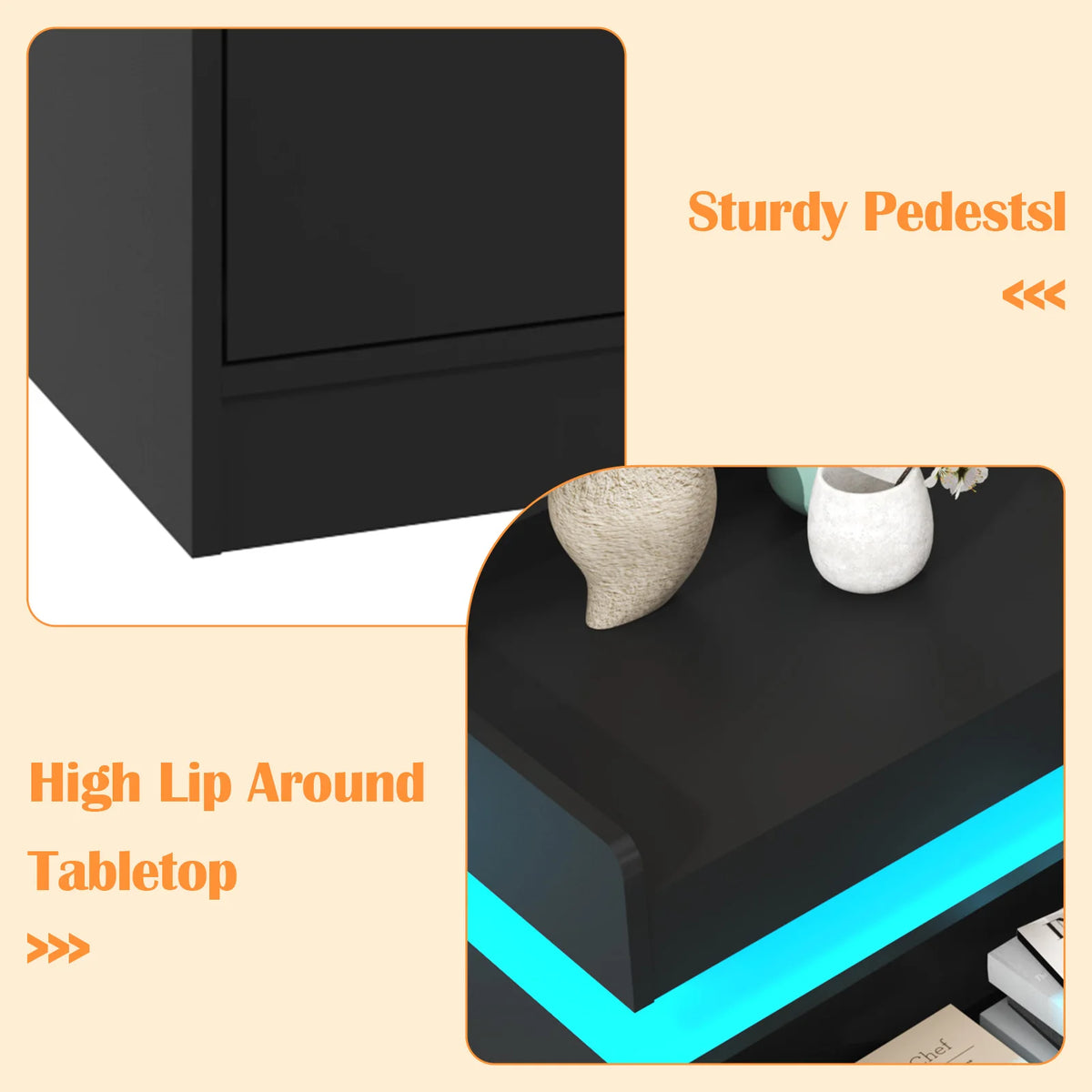 Drawer Dresser Led Light Charging Station Modern Chest