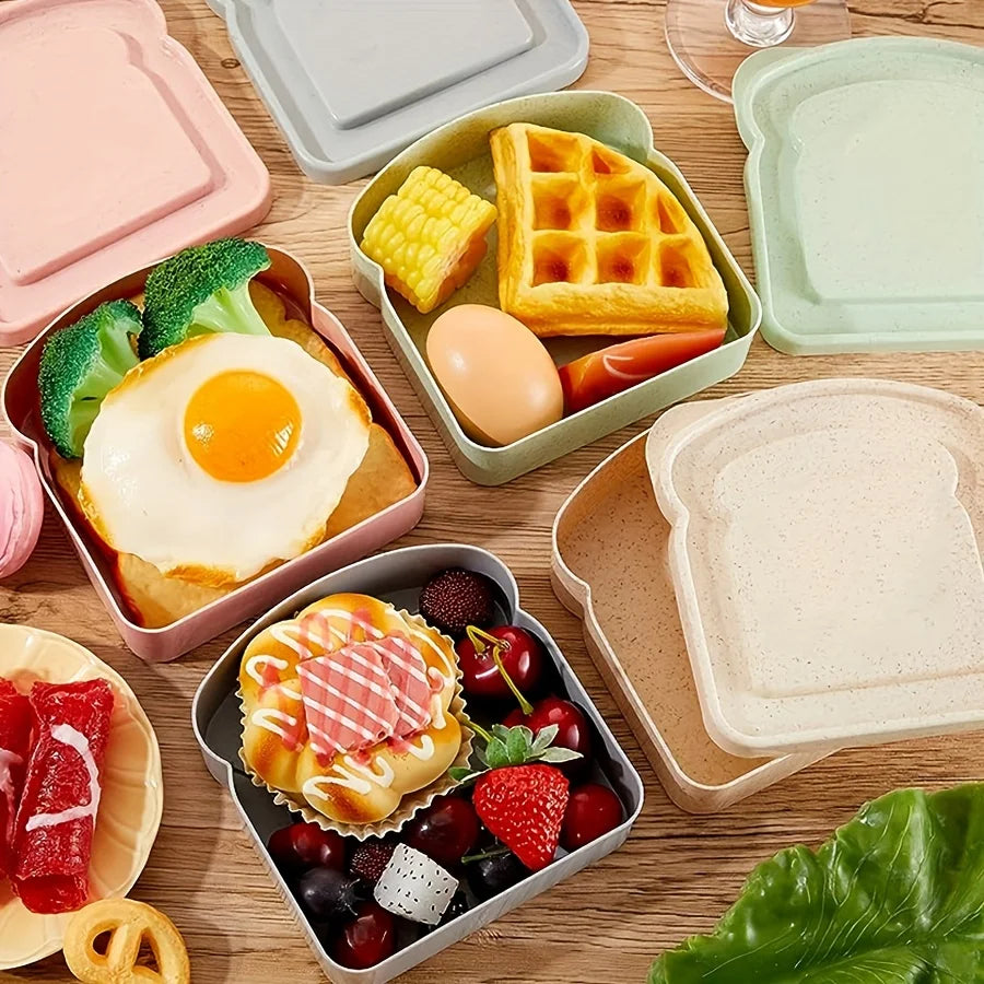 1/3pcs Reusable Bento Sandwich Box Lid Microwave Safe
