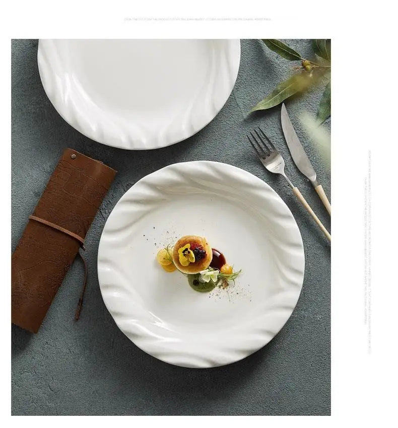 Ceramic Dinner Plate Irregular Shallow Dessert Snack Pasta