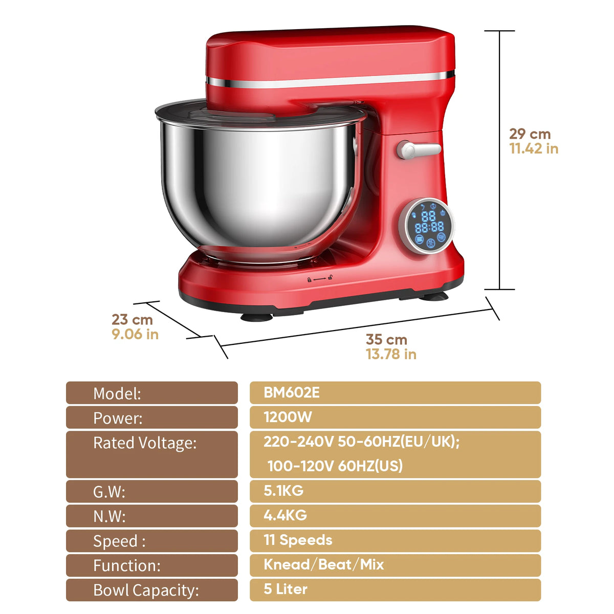 Biolomix 11-Speed Professional Stand Mixer 1200w Dc Motor