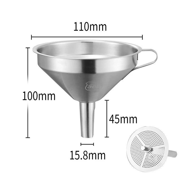 304 Stainless Steel Funnel Metal Wide Mouth Funnel