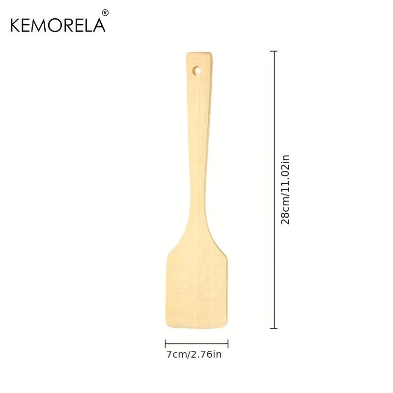2pcs Natural Wooden Spatula Nonstick Cooking Food Frying