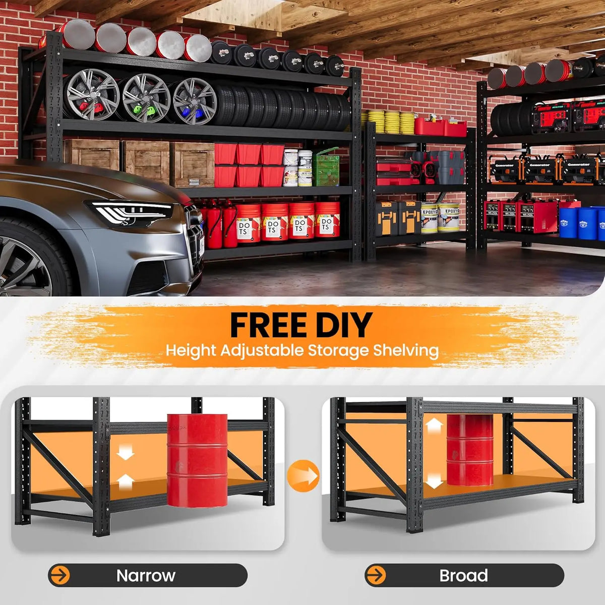 79 Garage Shelving Heavy Duty 7000lbs Metal Storage