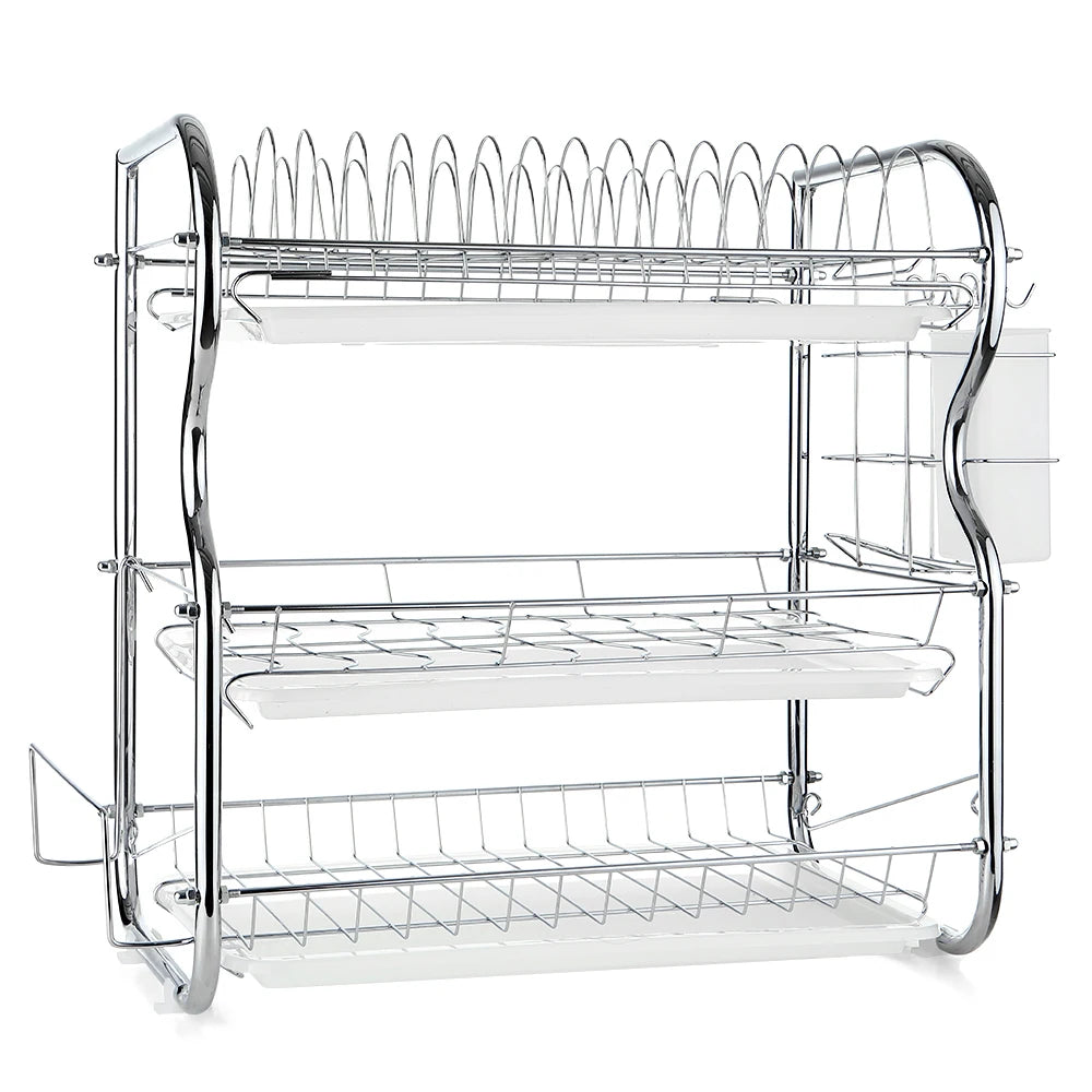 3-Tier Dish Rack Multi-Functional Supplies Storage Rack Large