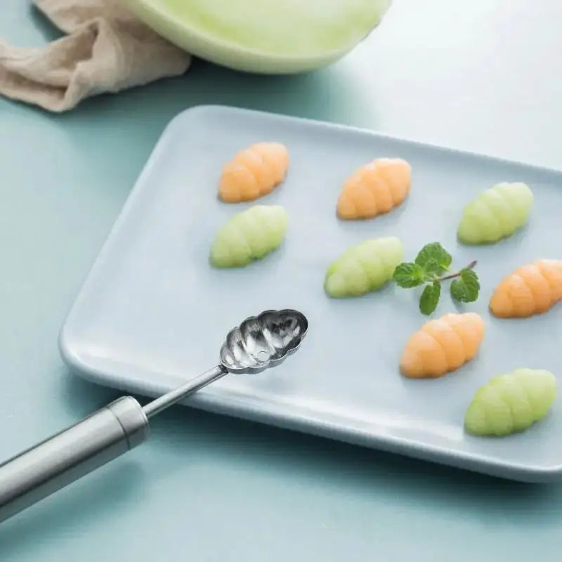 1pcs Fruit Carving Spoon Stainless Steel Waviness Baller