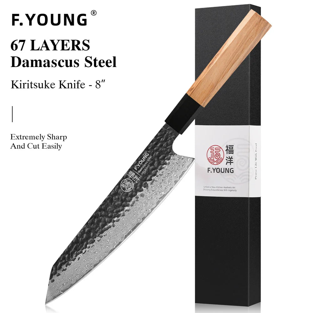 Young Damascus Steel Knives Japanese Hand Forged Chef