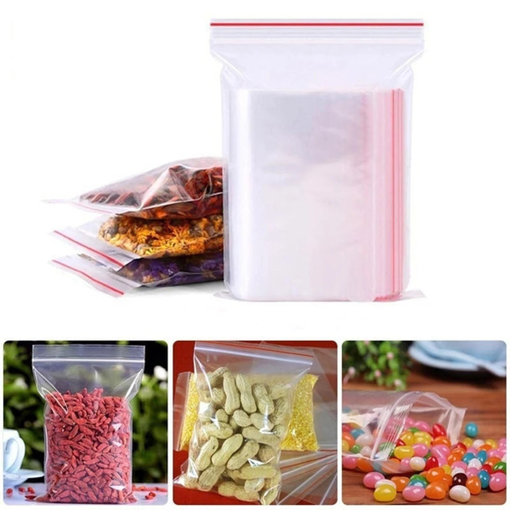 100-1000pcs Small Zip Lock Plastic Bags Transparent Plastic