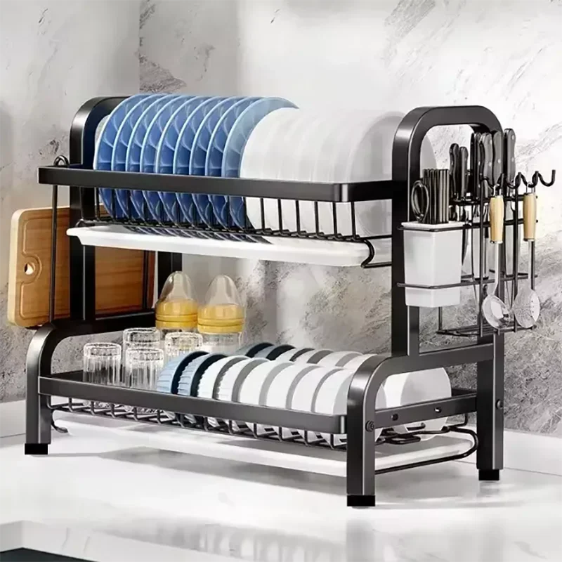 Tier Stainless Steel Dish Drainer Rustproof Compact Organizer