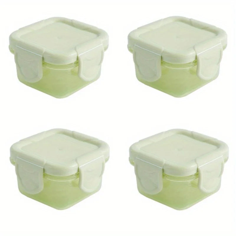4pcs Mini Food Storage Container Leakproof Lid Sauce