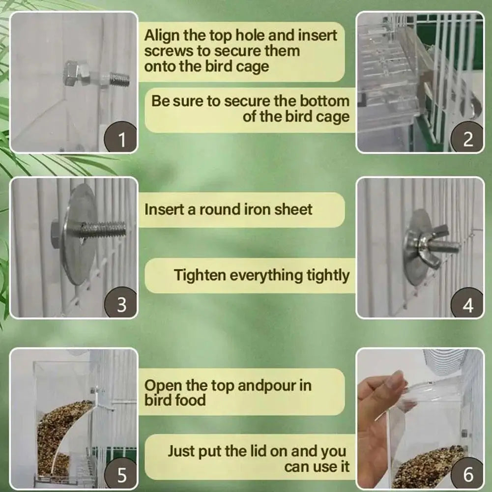 Clear Bird Feeding Device Anti-Waste Gravity Auto-Flow Station