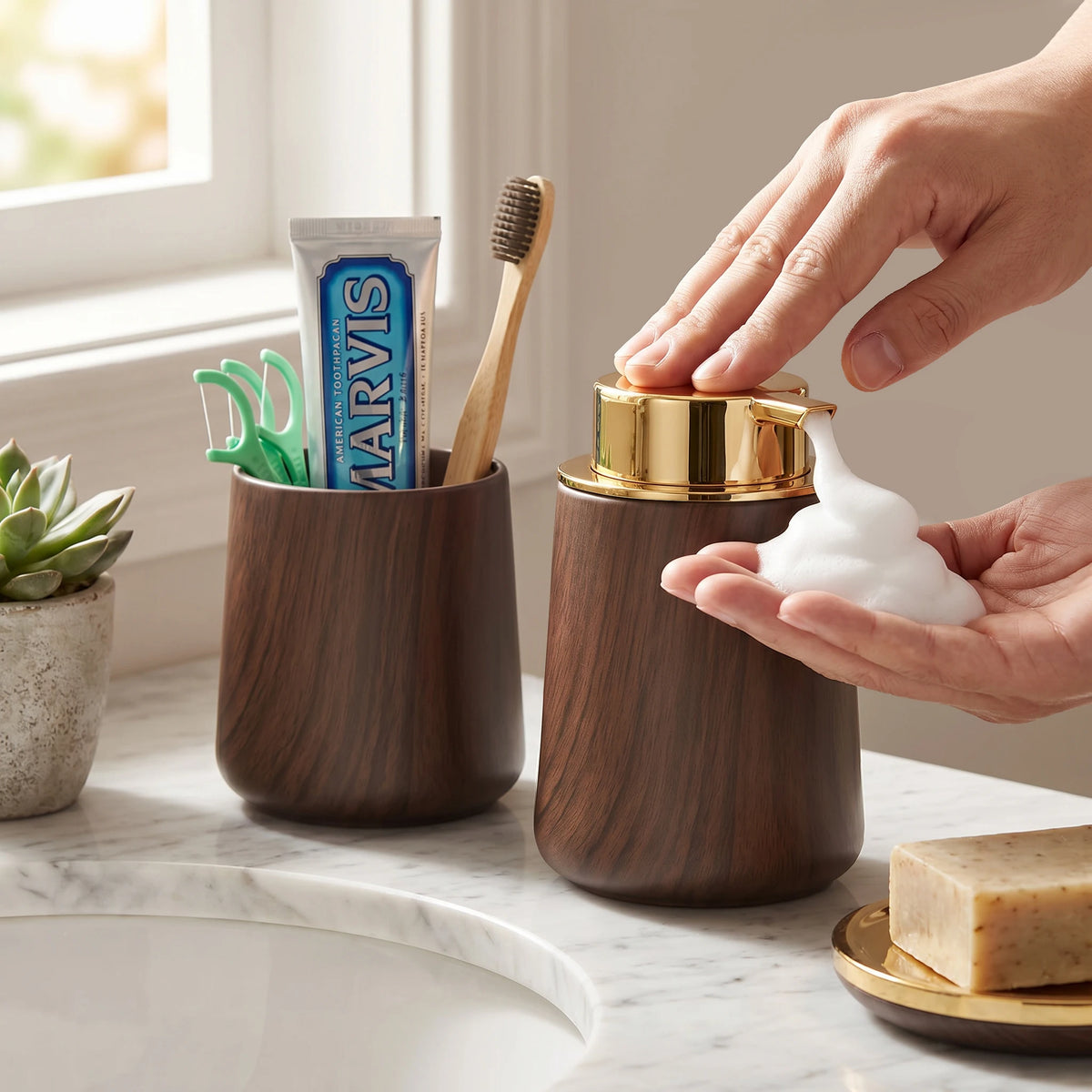 Elegant Hand Soap Dispenser Cup Bathroom & Organizer