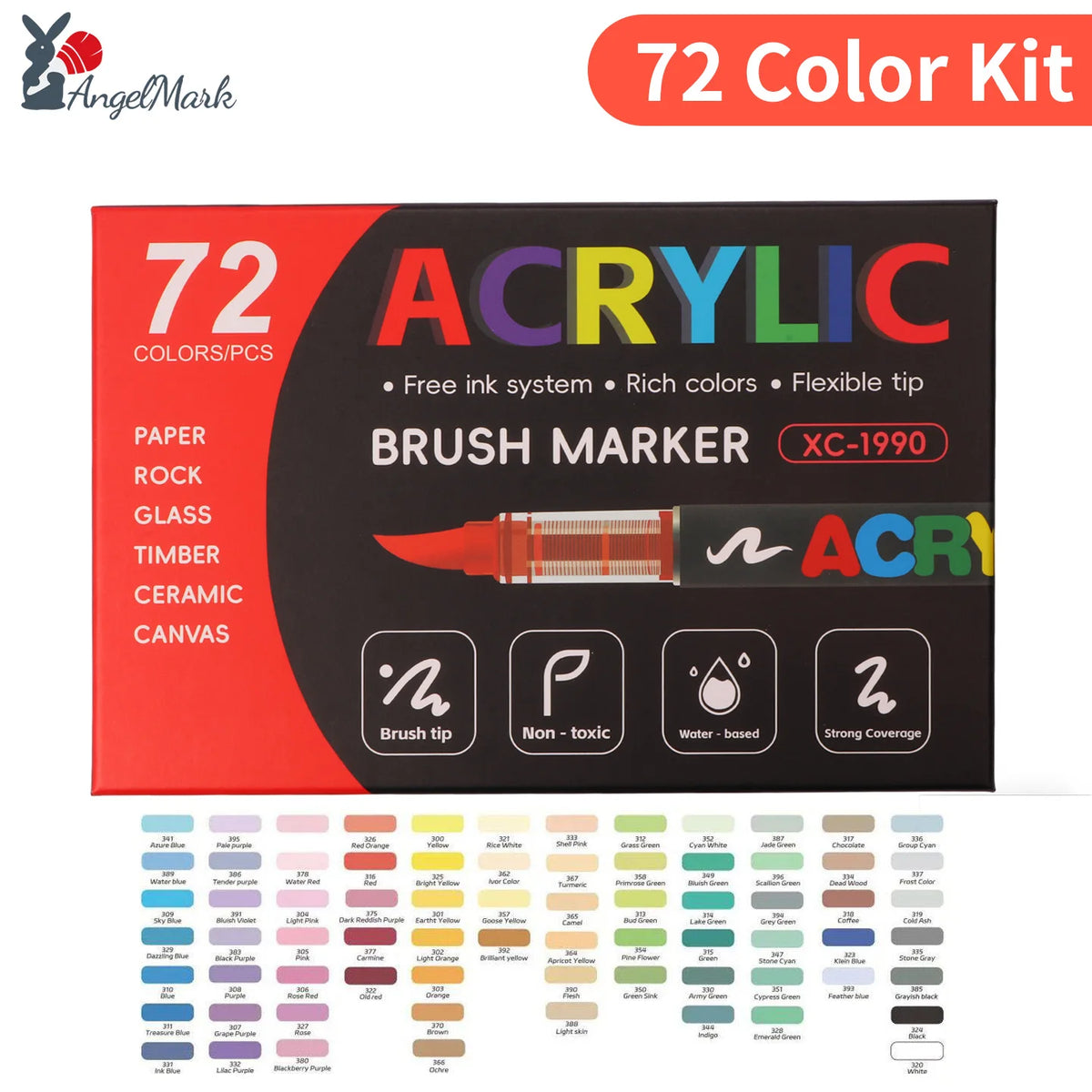 12-168 Colors Acrylic Paint Pen Marker Brush Tip