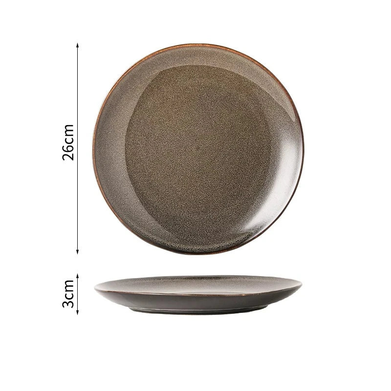 Ceramic Dinner Plate Creative Kiln Change Retro Shallow