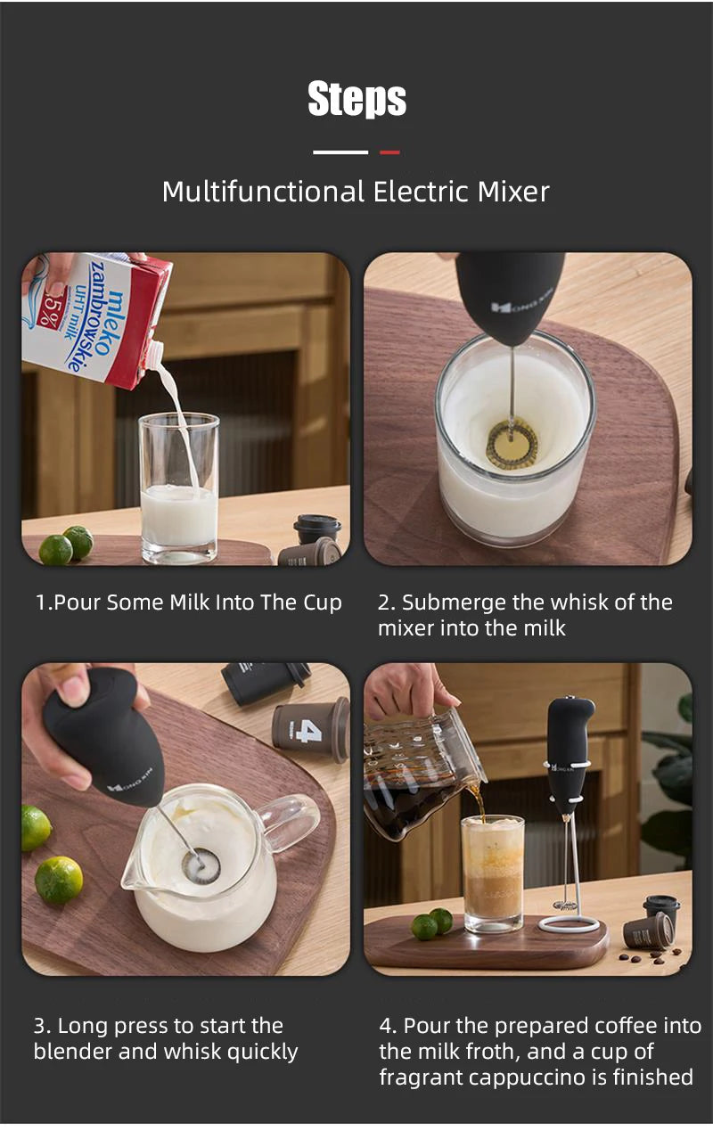 Mini Electric Milk Foamer Blender Wireless Coffee Whisk
