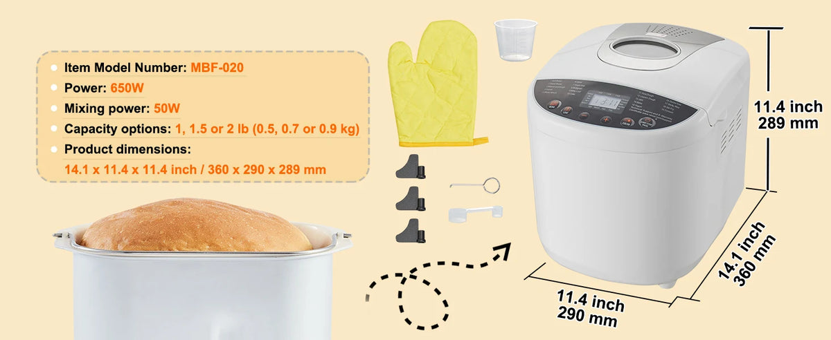 Succebuy Lb Bread Maker 15-In-1 Dough Machine Nonstick